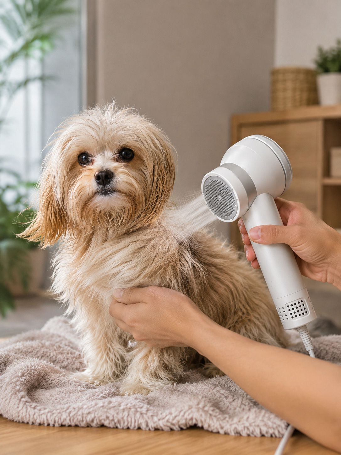 Pawdry™ – Sèche-poils 2-en-1 pour Chien | Séchage & Brossage Simultané