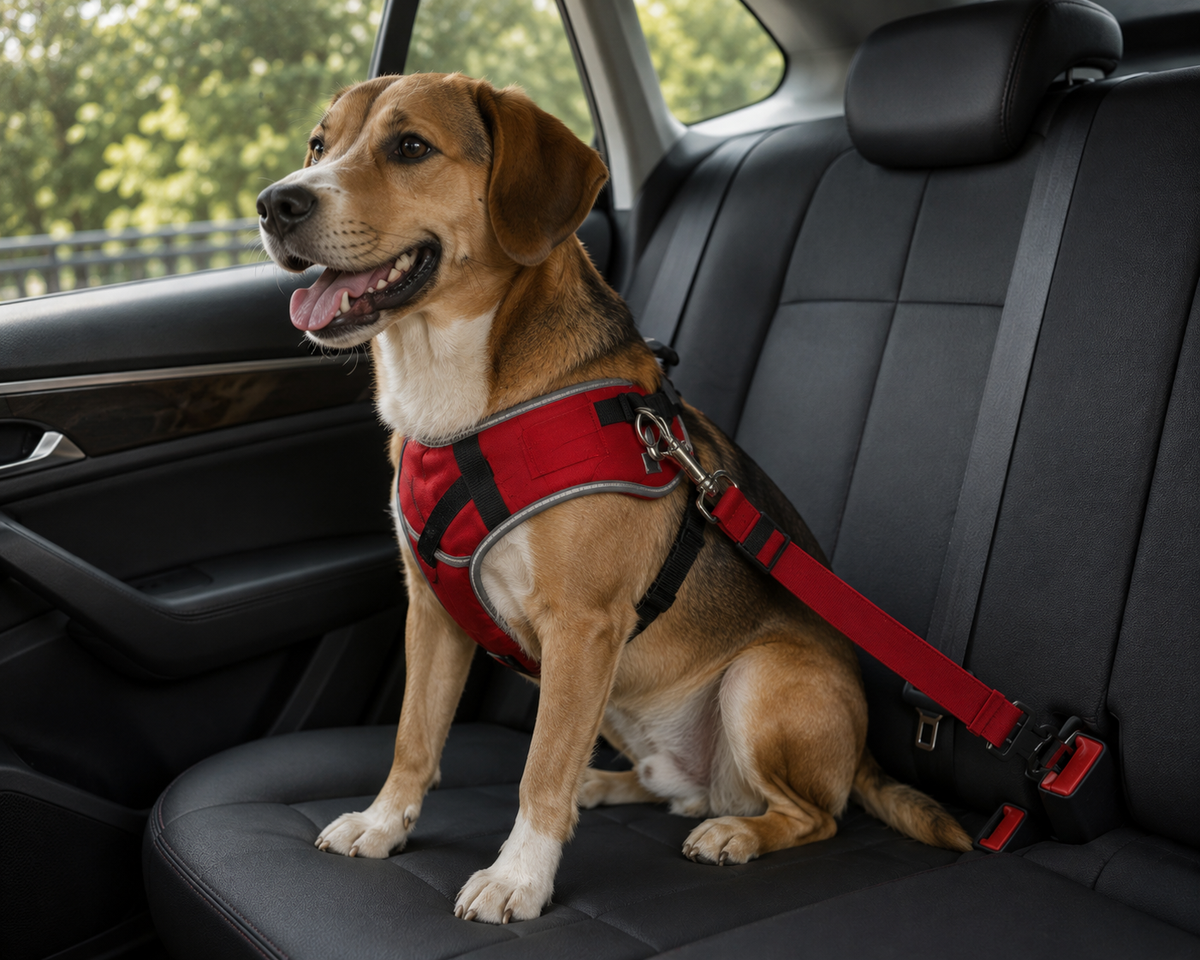 Laisse de Sécurité Voiture pour Chien – Ceinture Ajustable Anti-Choc