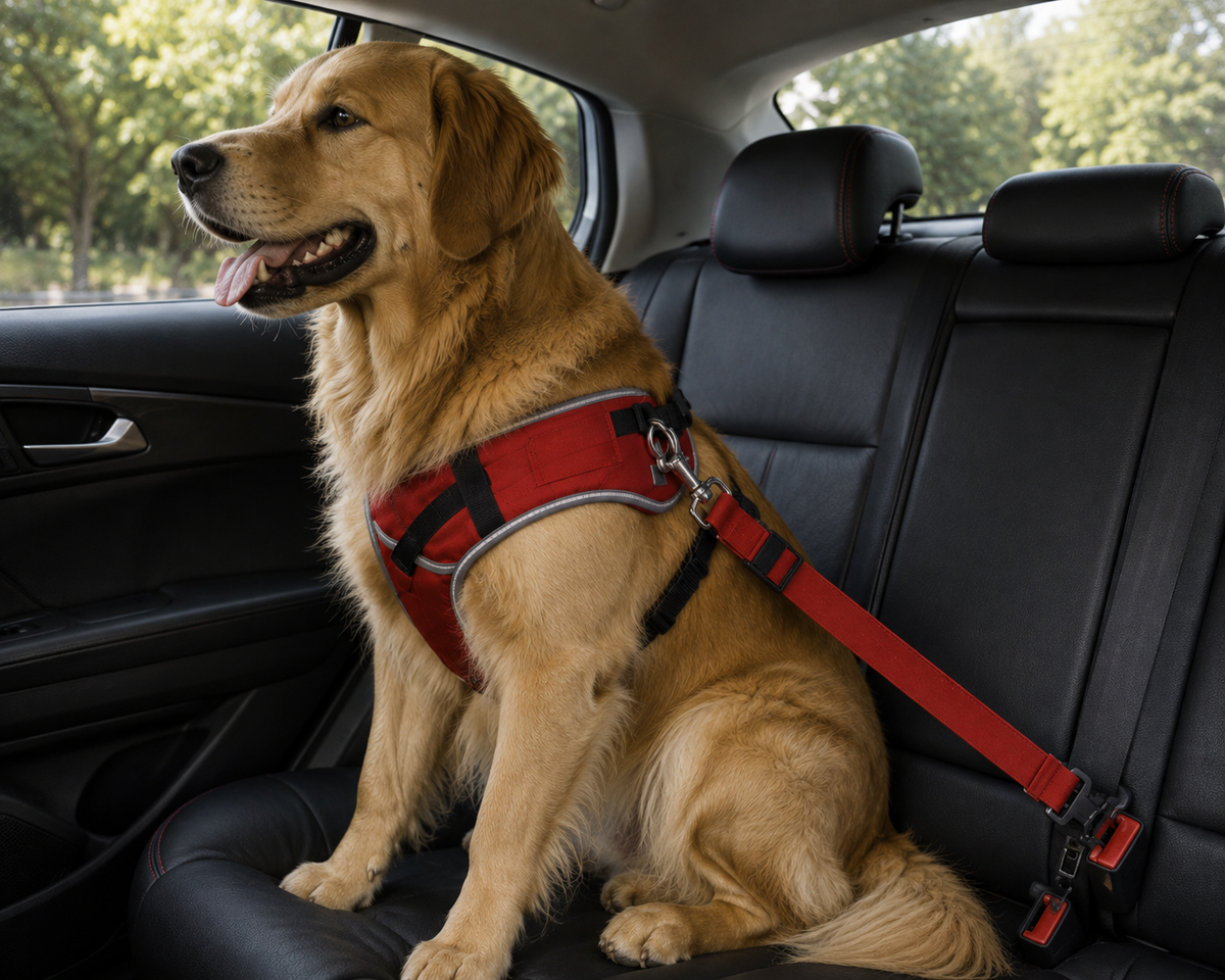 Laisse de Sécurité Voiture pour Chien – Ceinture Ajustable Anti-Choc