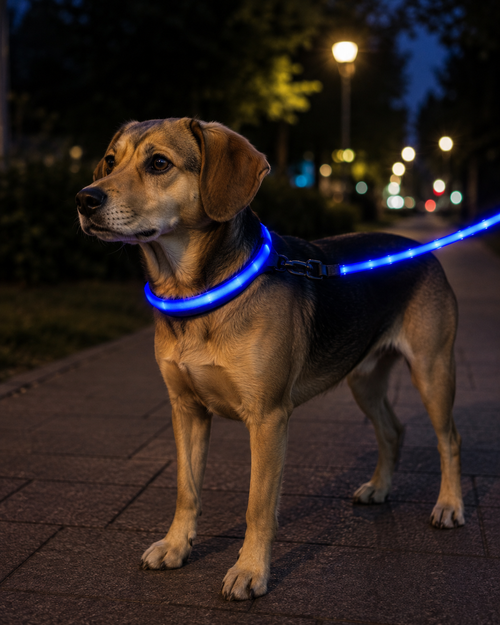 Collier LED Rechargeable pour Chien – Lumineux & Visible la Nuit jusqu'à 500m