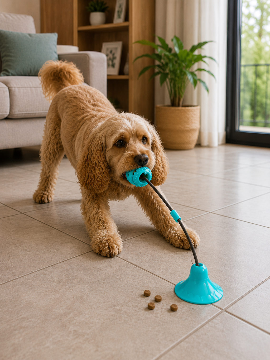 Jouet Interactif à Ventouse pour Chien — Tir-la-corde Solo & Hygiène Dentaire