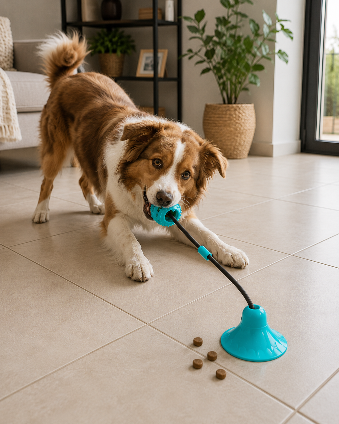 Jouet Interactif à Ventouse pour Chien — Tir-la-corde Solo & Hygiène Dentaire