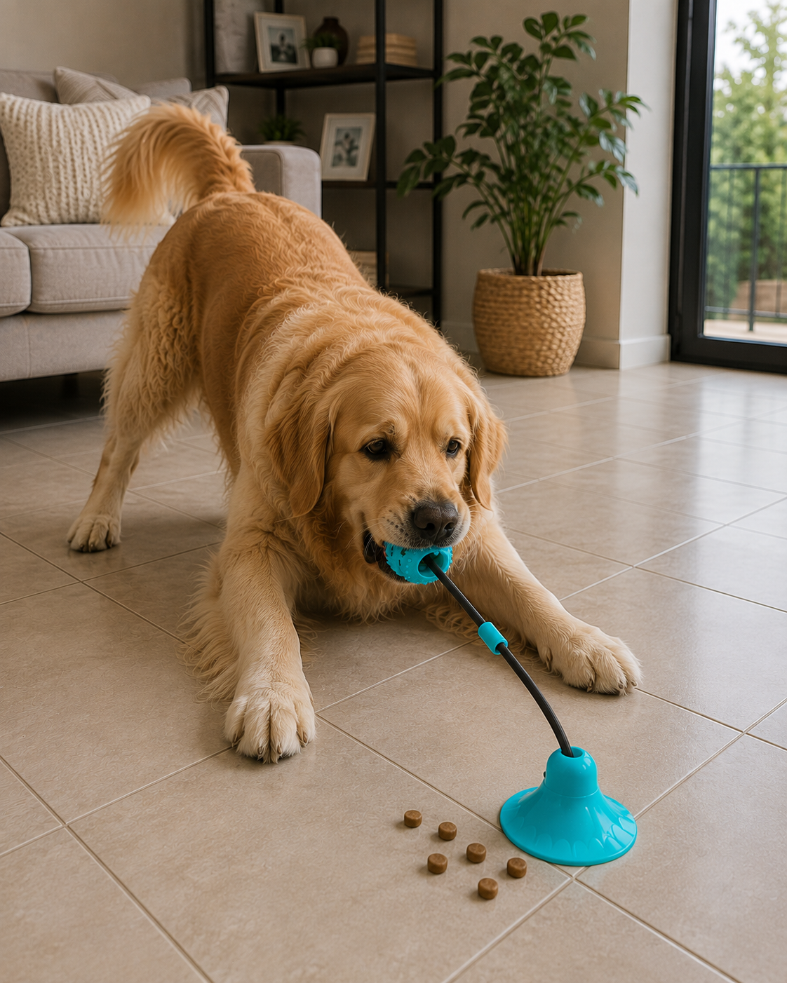 Jouet Interactif à Ventouse pour Chien — Tir-la-corde Solo & Hygiène Dentaire